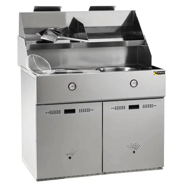 Friteuse | DÉFI | Propaangas | 18+18L | 30kW | Piëzo Ontsteking | Aftapkranen | Interne Afzuiging | 1120x983x880/1410(h)mm