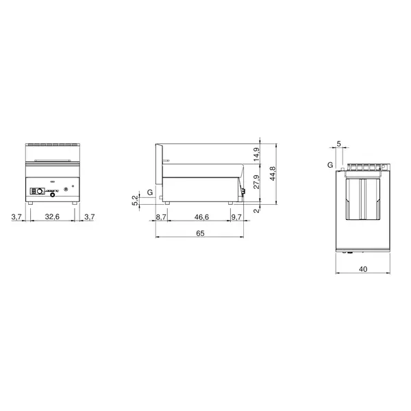 Friteuse | FUN 650 | Propaangas | 8L | ≤190°C | 6.8kW | Aftapkraan | Piëzo Ontsteking | 400x650x448(h)mm