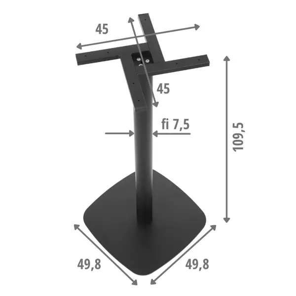 Tafelonderstel | PAXXA | Hoog Model | Staal | Zwart | Indoor | 498x498x1095(h)mm