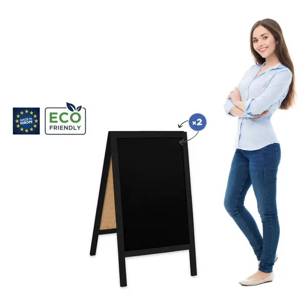 Krijtstoepbord | CLASSIC | Hout | Zwart | 510x450x850(h)mm