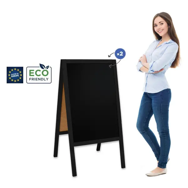 Krijtstoepbord | CLASSIC | Hout | Zwart | 610x450x1140(h)mm