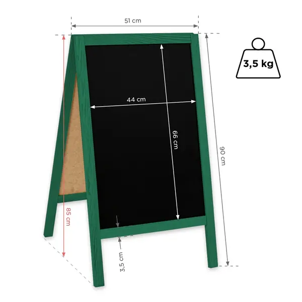 Krijtstoepbord | CLASSIC | Hout | Groen | 510x450x850(h)mm
