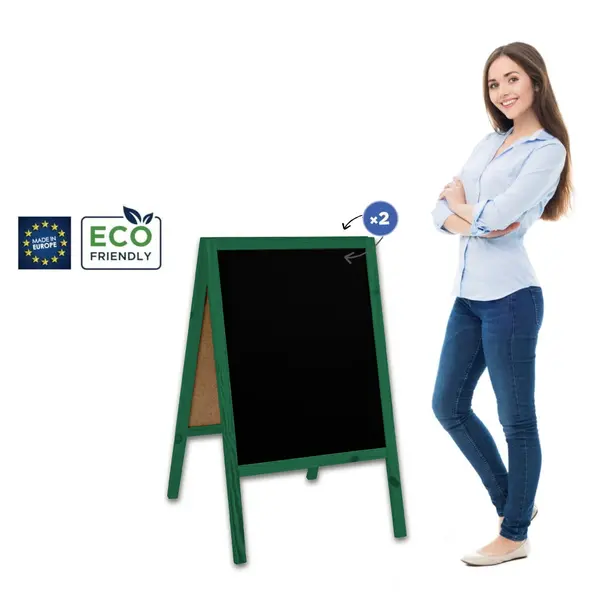 Krijtstoepbord | CLASSIC | Hout | Groen | 600x450x950(h)mm