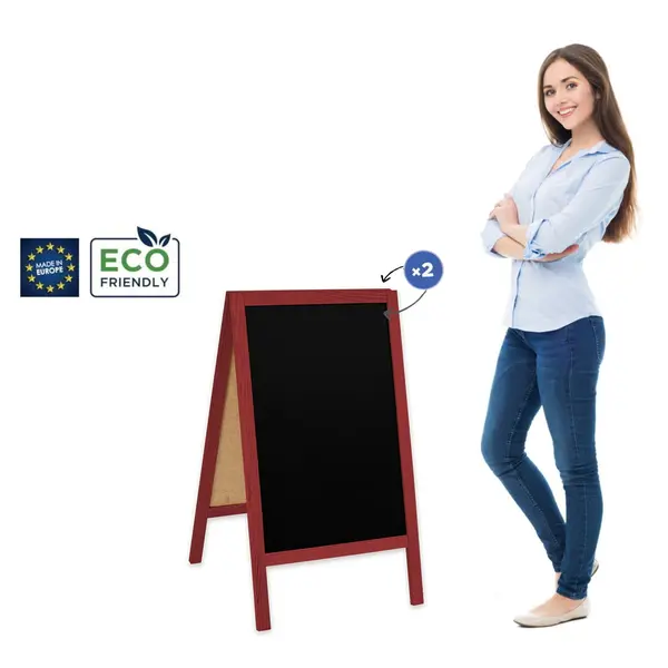 Krijtstoepbord | CLASSIC | Hout | Rood | 510x450x850(h)mm