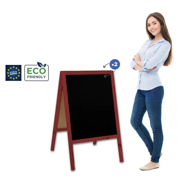 Krijtstoepbord | CLASSIC | Hout | Rood | 600x450x950(h)mm