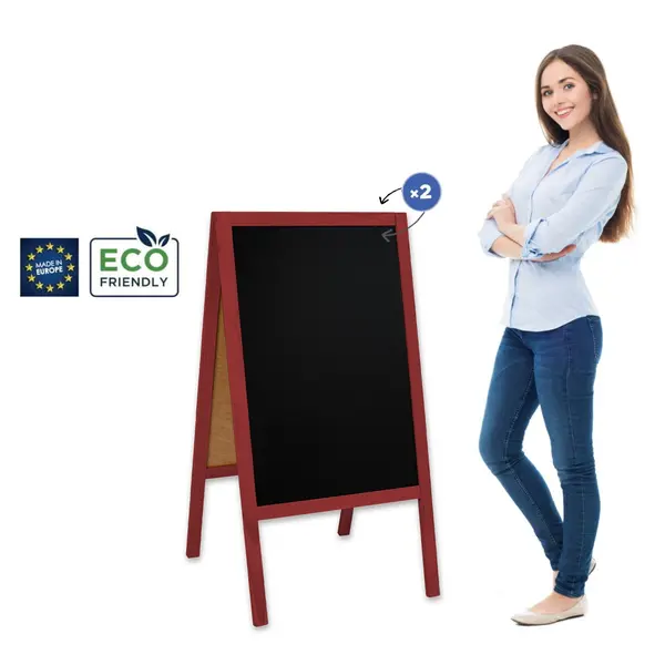 Krijtstoepbord | CLASSIC | Hout | Rood | 610x450x1140(h)mm