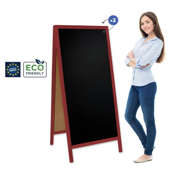 Krijtstoepbord | CLASSIC | Hout | Rood | 720x450x1560(h)mm