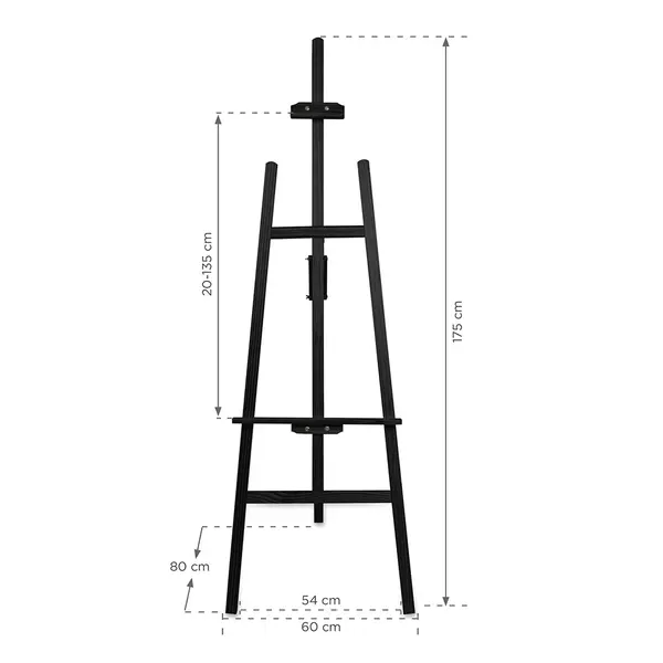 Presentatie Ezel | CLASSIC | Hout | Zwart | 600x800x1750(h)mm