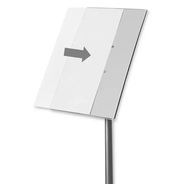 Menustandaard | PULADI | Grijs/Zwart | Schuiflijst (A3) | Kantelbaar | Demonteerbaar | Ø330x1200(h)mm