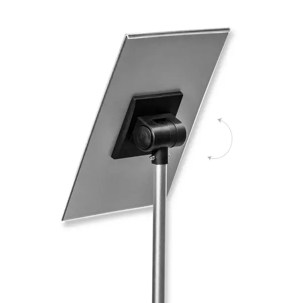 Menustandaard | PULADI | Grijs/Zwart | Schuiflijst (A3) | Kantelbaar | Demonteerbaar | Ø330x1200(h)mm