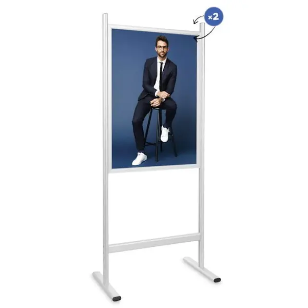 Menustandaard | CHROMA | Wit | Schuiflijst (A1) | Dubbelzijdig | 668x405x1595(h)mm