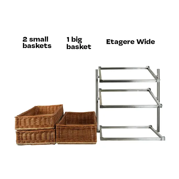 Broodmanden Etagere | 3 Niveaus | 2x 1/1 GN (H 115mm) + 1x 1/1 GN (H 165mm) | 620x335x760(h)mm