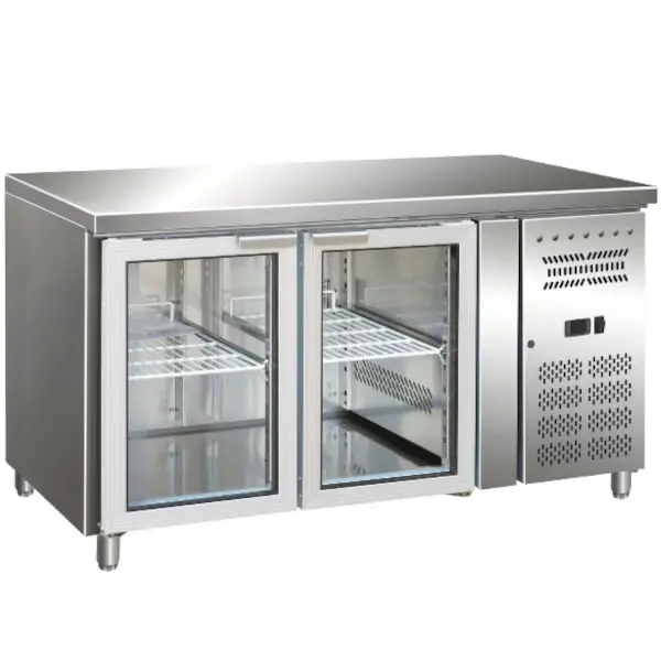 Koelwerkbank | 314L | 2 Glasdeuren (1/1 GN) | +2°C/+8°C | Geforceerd | 1360x700x860(h)mm