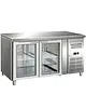 Gastro-Inox Koelwerkbank | 314L | 2 Glasdeuren (1/1 GN) | +2°C/+8°C | Geforceerd | 1360x700x860(h)mm 