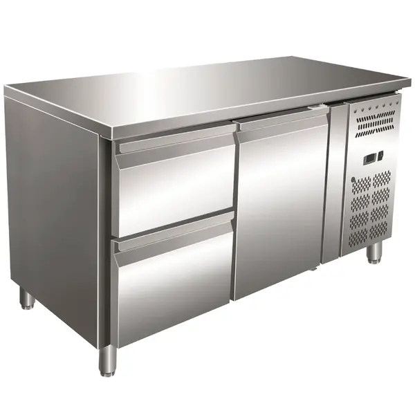 Koelwerkbank | 314L | 1 Deur + 2 Laden (1/1 GN) | +2°C/+8°C | Geforceerd | 1360x700x860(h)mm