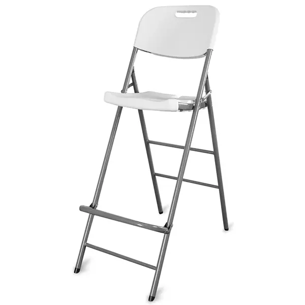 Opklapbare Barstoel | EVENT | Kunststof/Staal | Wit | Grijs Frame | In-/Outdoor | 500x840x1210(h)mm