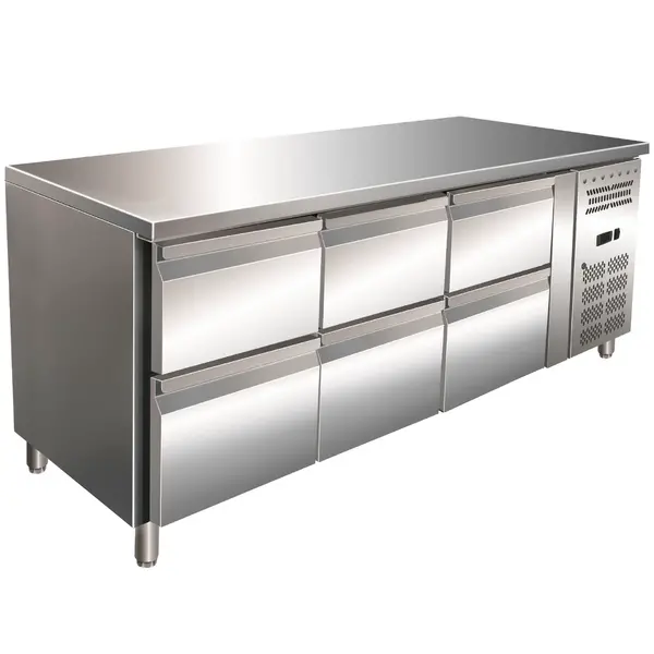 Koelwerkbank | 465L | 6 Laden (1/1 GN) | +2°C/+8°C | Geforceerd | 1795x700x860(h)mm