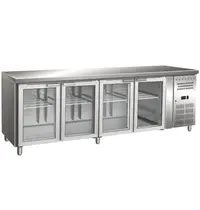 Gastro-Inox Koelwerkbank | 616L | 4 Glasdeuren (1/1 GN) | +2°C/+8°C | Geforceerd | 2230x700x860(h)mm