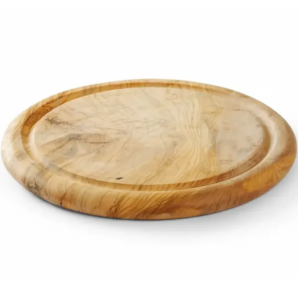 Snij-/Serveerplank | Olijfhout | Antibacterieel | Sapgeul |  Ø260x25(h)mm