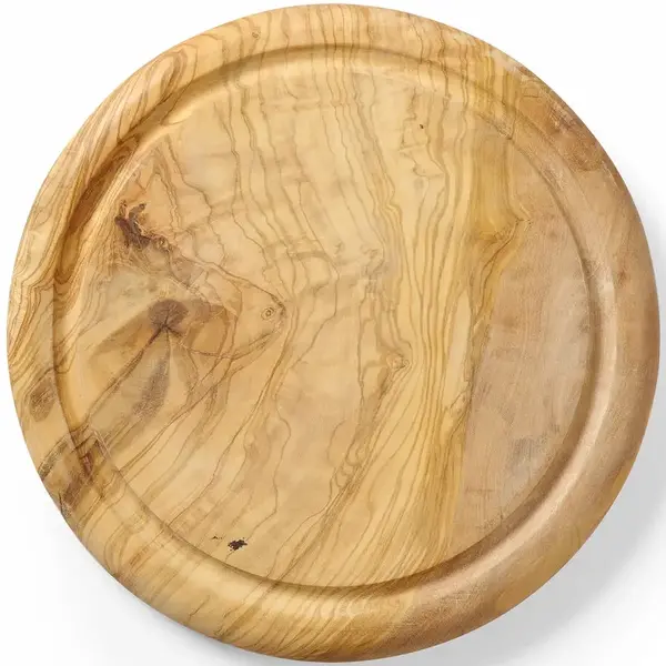 Snij-/Serveerplank | Olijfhout | Antibacterieel | Sapgeul |  Ø260x25(h)mm