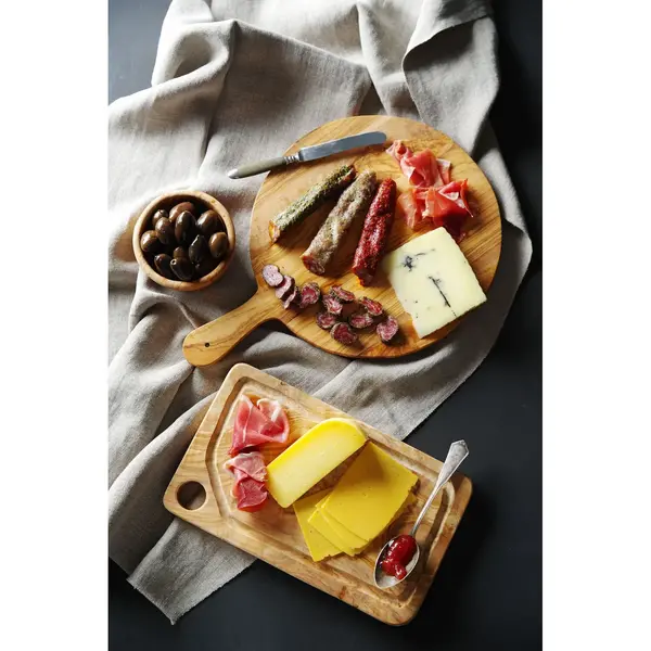 Snij-/Serveerplank | Olijfhout | Antibacterieel | Ø320x19(h)mm