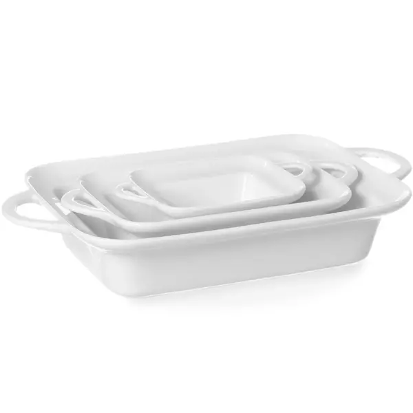 Serveerschalen | Porselein | Wit | 48cl | 4 Stuks | 236x126x48(h)mm