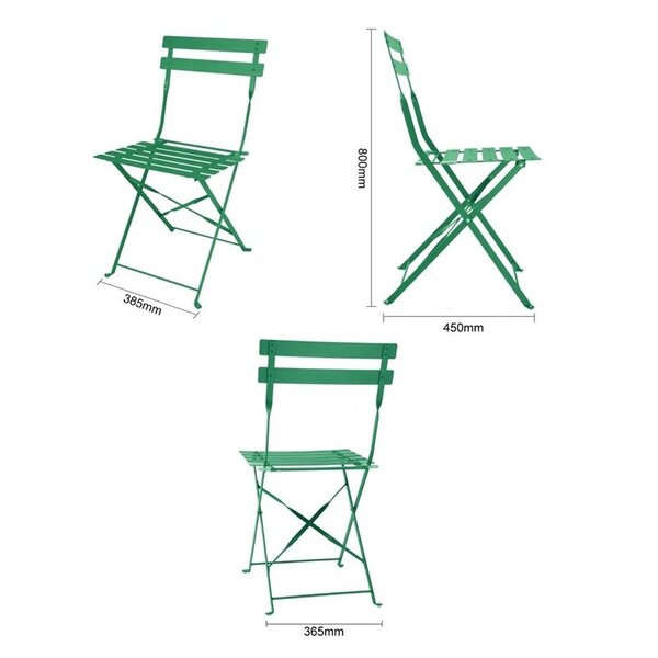 Inklapbare Stoelen | PERTH | Staal | Forest Green | In-/Outdoor | 2 Stuks | 385x450x800(h)mm