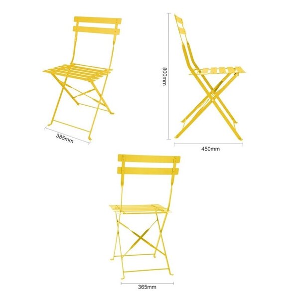 Inklapbare Stoelen | PERTH | Staal | Yellow | In-/Outdoor | 2 Stuks | 385x450x800(h)mm