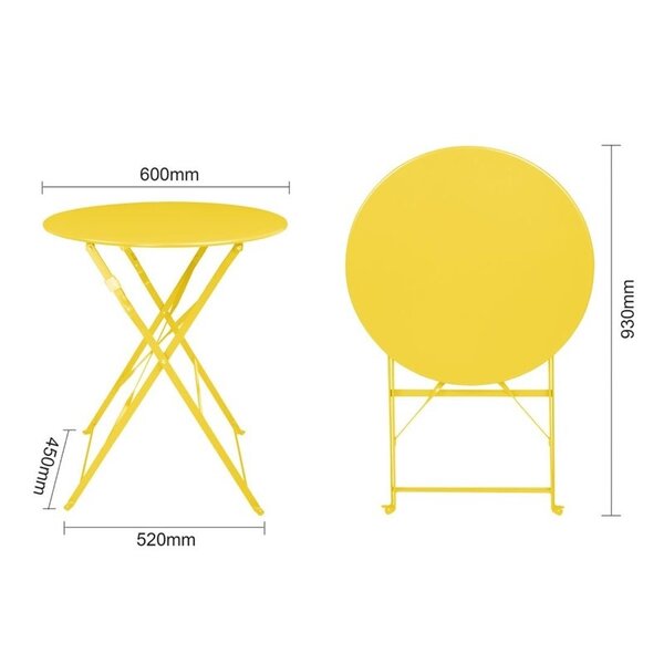 Inklapbare Tafel | PERTH | Staal | Geel | In-/Outdoor | Ø600x710(h)mm