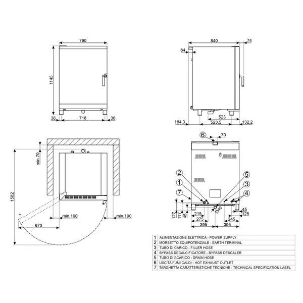 Combisteamer | GALILEO | Elektrisch | 8 Niveaus (EN600x400) | 30°C/270°C | 14.5kW (400V) | Zelfreiniging + Handdouche | Touchscreen | 790x840x1145(h)mm