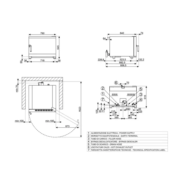 Combisteamer | GALILEO | Elektrisch | 5 Niveaus (1/1 GN) | 30°C/270°C | 8kW (400V) | Zelfreiniging | Touchscreen | 790x833x645(h)mm