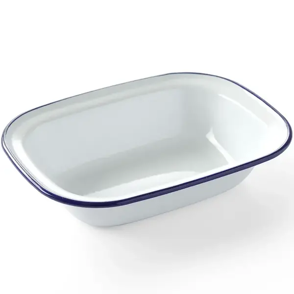 Serveerschaal | Geëmailleerd Staal | Wit/Blauw | Per Stuk | 215x160x50(h)mm