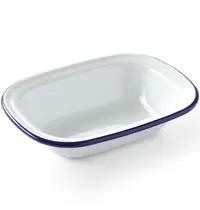 HENDI Serveerschaal | Geëmailleerd Staal | Wit/Blauw | Per Stuk | 175x130mm