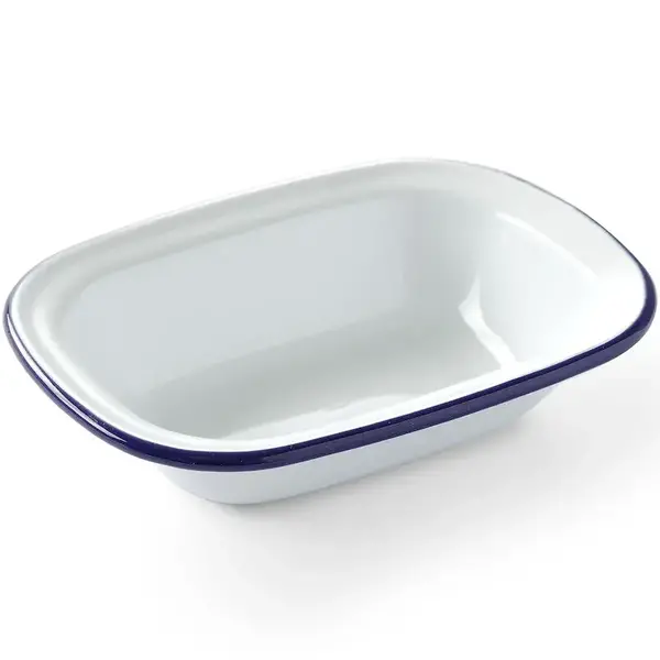 Serveerschaal | Geëmailleerd Staal | Wit/Blauw | Per Stuk | 175x130mm