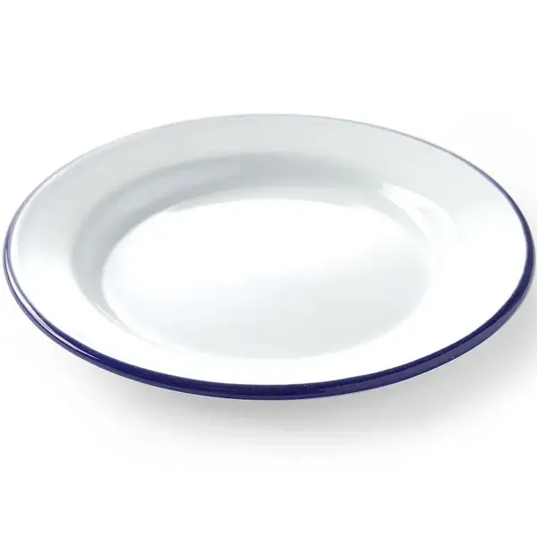 Bord | Geëmailleerd Staal | Wit/Blauw | Per Stuk | Ø200mm