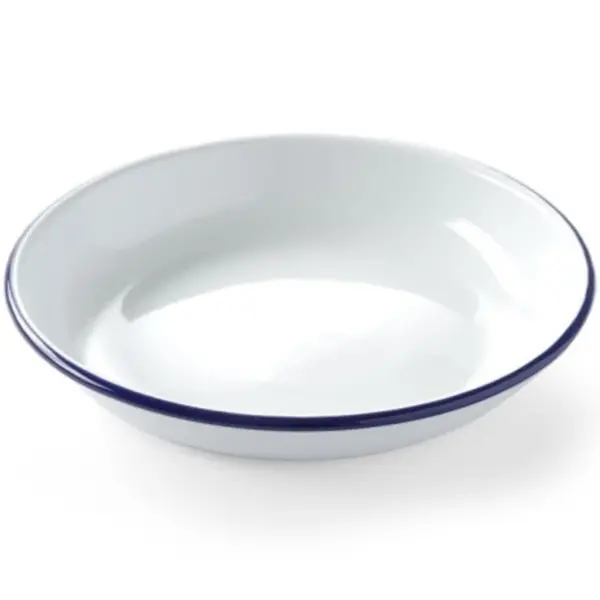 Diep Bord | Geëmailleerd Staal | Wit/Blauw | Per Stuk | Ø240mm