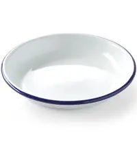 HENDI Diep Bord | Geëmailleerd Staal | Wit/Blauw | Per Stuk | Ø200mm 