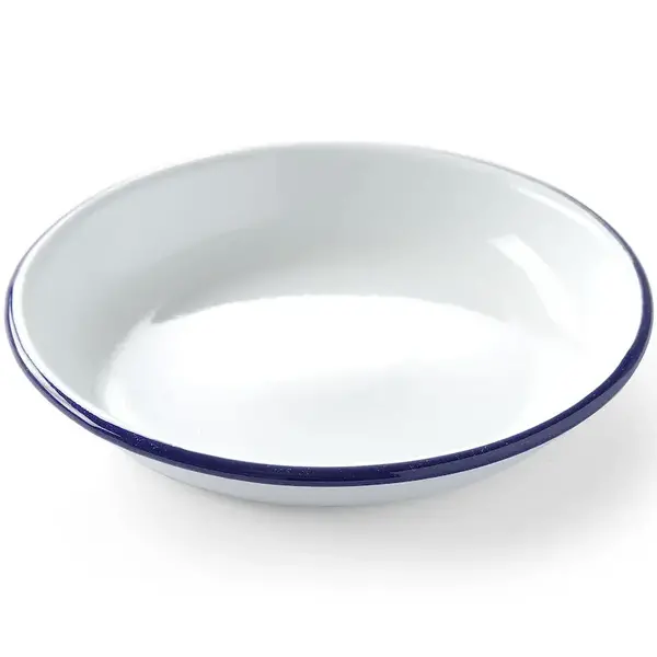 Diep Bord | Geëmailleerd Staal | Wit/Blauw | Per Stuk | Ø200mm