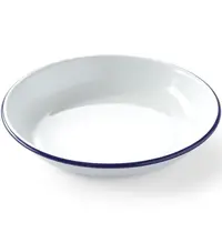HENDI Diep Bord | Geëmailleerd Staal | Wit/Blauw | Per Stuk | Ø220mm 