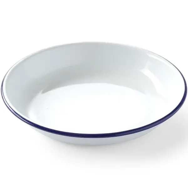 Diep Bord | Geëmailleerd Staal | Wit/Blauw | Per Stuk | Ø220mm