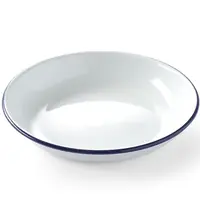 HENDI Diep Bord | Geëmailleerd Staal | Wit/Blauw | Per Stuk | Ø180mm 