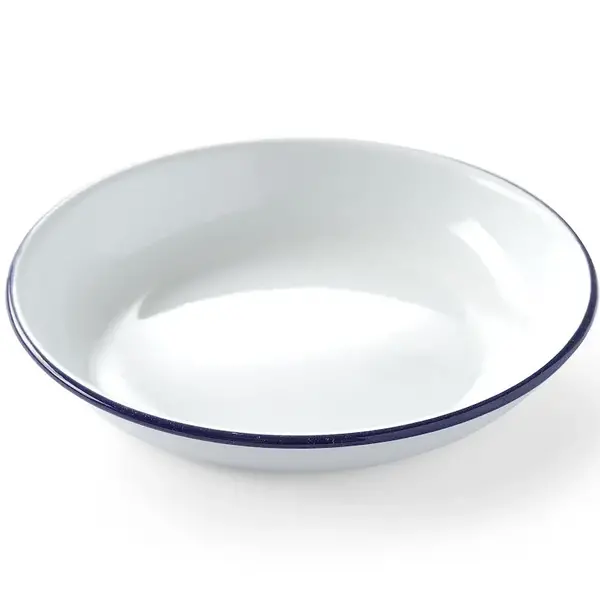 Diep Bord | Geëmailleerd Staal | Wit/Blauw | Per Stuk | Ø180mm