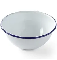 HENDI Saladeschaal | Geëmailleerd Staal | Wit/Blauw | 92cl | Per Stuk | Ø160x75(h)mm