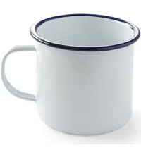 HENDI Mok | Geëmailleerd Staal | Wit/Blauw | 52cl | Per Stuk | Ø100x90(h)mm 