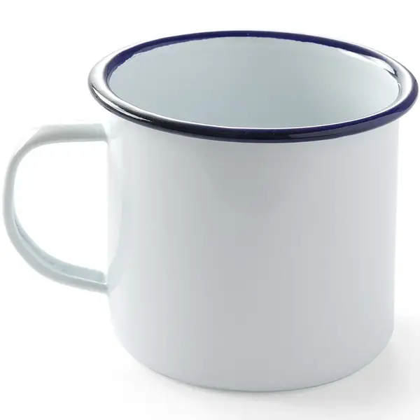 Mok | Geëmailleerd Staal | Wit/Blauw | 52cl | Per Stuk | Ø100x90(h)mm