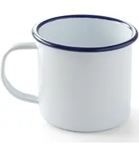 HENDI Mok | Geëmailleerd Staal | Wit/Blauw | 36cl | Per Stuk | Ø90x80(h)mm