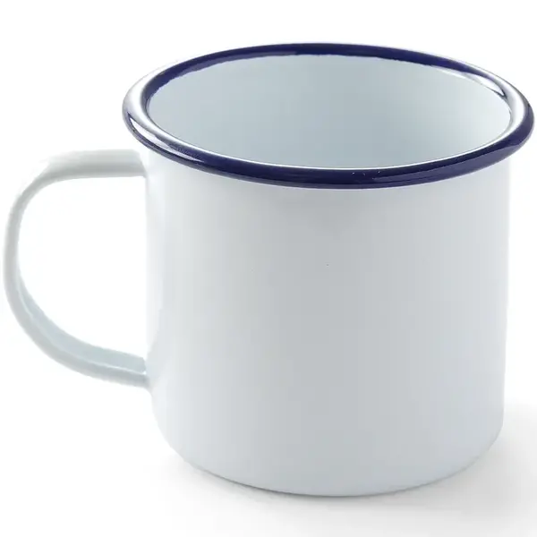 Mok | Geëmailleerd Staal | Wit/Blauw | 36cl | Per Stuk | Ø90x80(h)mm