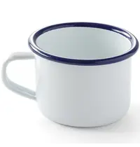 HENDI Kopje | Geëmailleerd Staal | Wit/Blauw | 12cl | Per Stuk | Ø70x50(h)mm