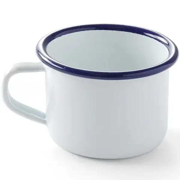 Kopje | Geëmailleerd Staal | Wit/Blauw | 12cl | Per Stuk | Ø70x50(h)mm