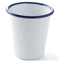 HENDI Beker | Geëmailleerd Staal | Wit/Blauw | 30cl | Per Stuk | Ø90x90(h)mm